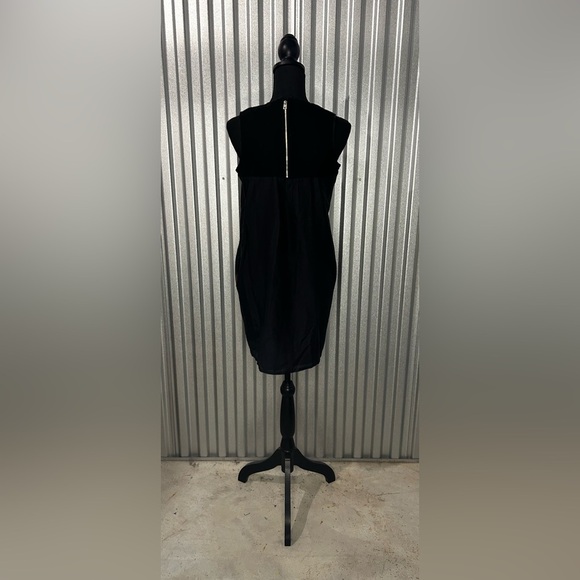 Womens Andrew Marc New York Cotton Silk Solid Black Sleeveless Mesh Dress Size 4 - Picture 2 of 4